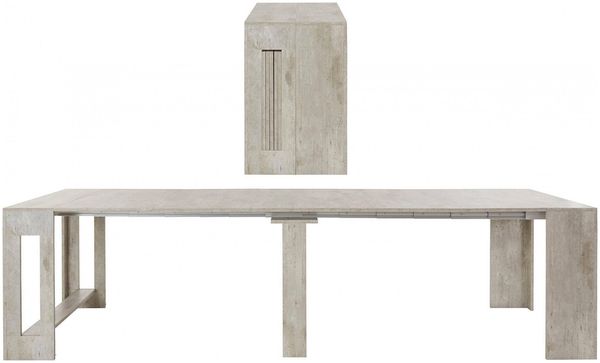 Dmora Ausziehbare Konsole Anello, Ausziehbare Konsole für bis zu 12 Sitzplätze, Tisch mit Verlängerungshaltern, 100 % Made in Italy, 51/300 x 90 x 77 cm, glänzend weiße Lärche, Bild 5