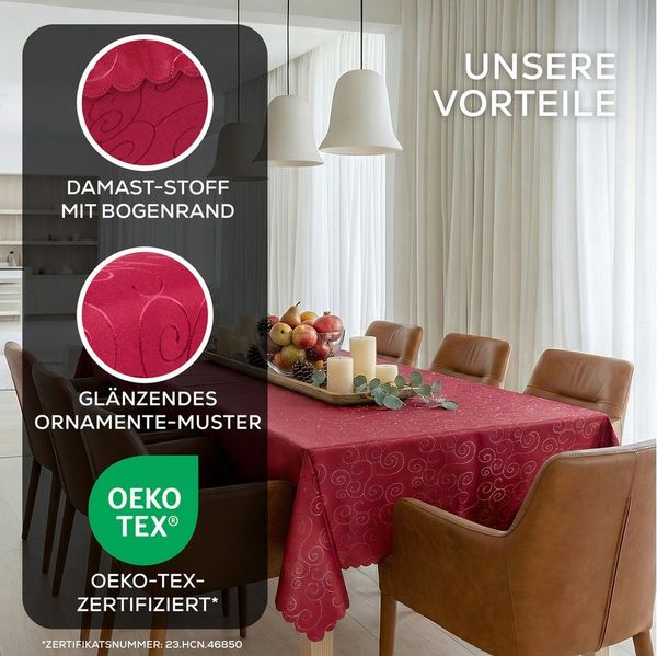 Beautex Tischdecke Damast Ornamente bügelfrei fleckenabweisend pflegeleichte Tischwäsche (1-tlg)