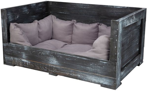Kistenkolli Altes Land Allzweckkiste Hundebett Balu Shabby schwarz mit Kissen 90x57x45cm Hundekiste Hundeso (Spar-Set)