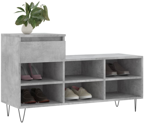 vidaXL Schuhregal Betongrau 102x36x60 cm Holzwerkstoff 831368 Bild 2