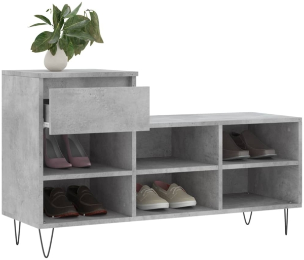 vidaXL Schuhregal Betongrau 102x36x60 cm Holzwerkstoff 831368 Bild 3