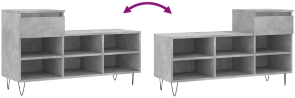 vidaXL Schuhregal Betongrau 102x36x60 cm Holzwerkstoff 831368 Bild 8