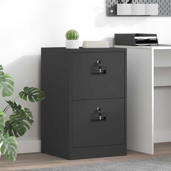 vidaXL Aktenschrank Schwarz 45,5 x 42 x 74,5 cm Kaltgewalzter Stahl 891610