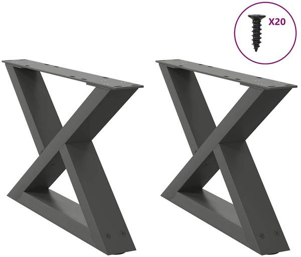 vidaXL Couchtischbeine 2 Stk. Anthrazit 50x(30-31,3) cm Stahl 4012686