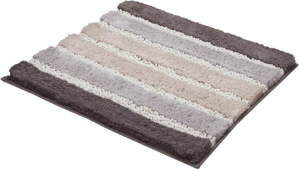 Kleine Wolke Badematte Phoenix, Badvorleger, Badezimmer Teppich, Höhe 35 mm, rutschhemmend beschichtet, fußbodenheizungsgeeignet, Baumwolle, Kunstfaser, quadratisch, Badteppich, gestreift, Hoch-Tief Effekt, waschbar Bild 3