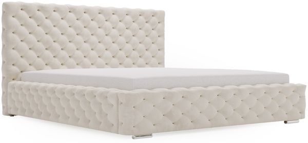 GRAINGOLD Astra Doppelbett 160x200, Polsterbett mit Kopfteil und Bettkasten, Samt-Stoff, Beige Bild 2