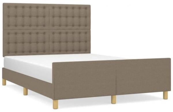 Doppelbett mit Kopfteil Stoff Taupe 140 x 200 cm