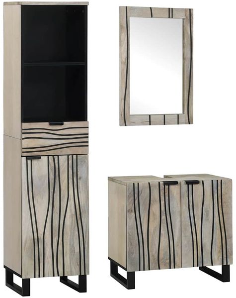 vidaXL Badezimmermöbel-Set mit Schubladen 3 pcs Weiß Holzwerkstoff 3310049
