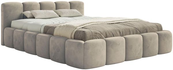 Selsey Polsterbett 160x200 cm Modernes Design, Stabiler Metallrahmen mit Gasdruckfedern Piano-Veloursstoff in Taupe Bett mit Bettkasten Maximale Belastung 250 kg