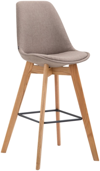 CLP Barhocker Metz Stoff mit Rückenlehnen und Fußstütze,taupe natura