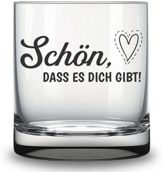 Lasernauten Whiskyglas Glas mit Gravur Schön, dass es dich gibt Geschenk für Freund Freundin, mit Gravur