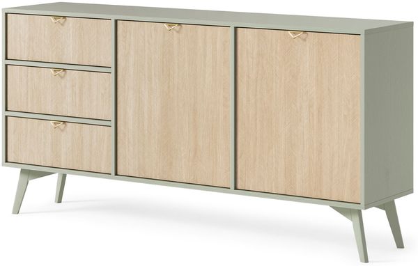 Kommode Sideboard Forest 158x38x80cm eukalyptusgrün Herringbone Skandi