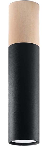 Deckenleuchte, Schwarz, Holz, Stahl, H 30 cm