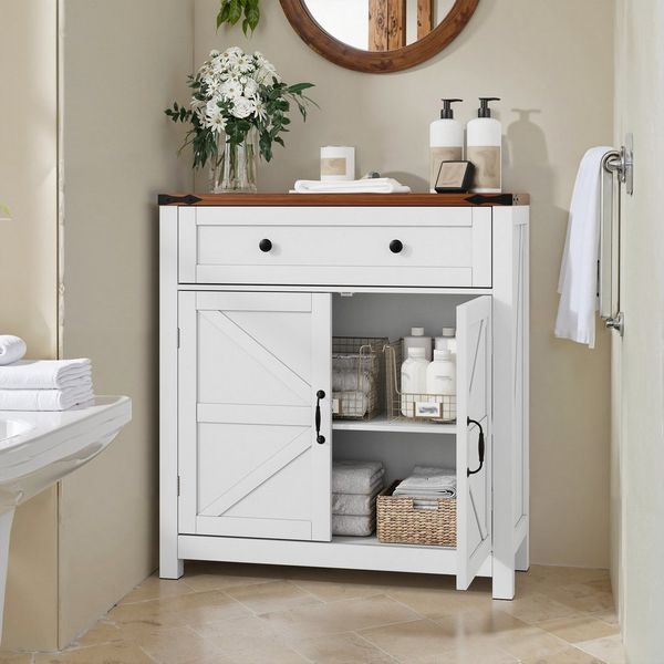 Yorbay Sideboard mit Schubladen und verstellbaren Regalen (Küchenschrank, Multifunktionaler Aufbewahrungsschrank), Buffetschrank für Küche & Wohnzimmer, 76x30x83 cm