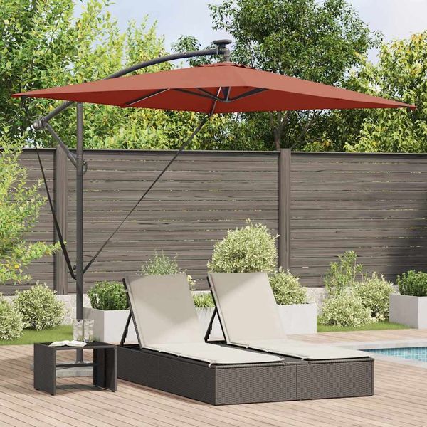 vidaXL Sonnenschirm mit LED-Lichtleisten Terrakotta 294 x 200 x 270 cm 42003398