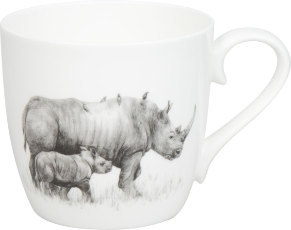 KÖNITZ 1120572955 Becher Amazing Animals - Nashörner 425 ml aus Bone China Porzellan