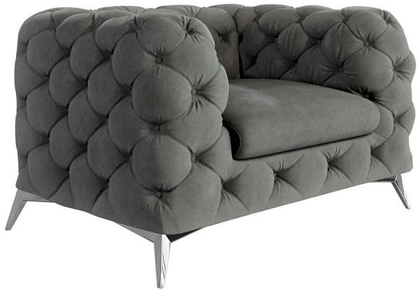 S-Style Möbel Chesterfield-Sessel Kalina mit silbernen Metall Füßen, mit Wellenfederung