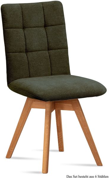 Esszimmerstuhl drehbar (6er-Set) Doria 47x91x60 Eiche geölt/Khaki