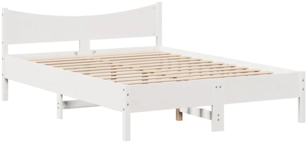 vidaXL Massivholzbett mit Kopfteil Weiß 120x200 cm Kiefer 3306307 Bild 4