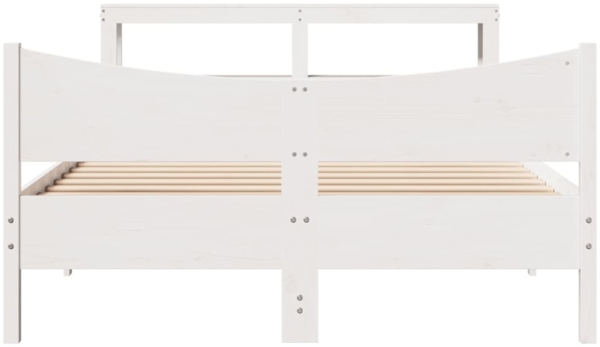 vidaXL Massivholzbett mit Kopfteil Weiß 120x200 cm Kiefer 3306307 Bild 3