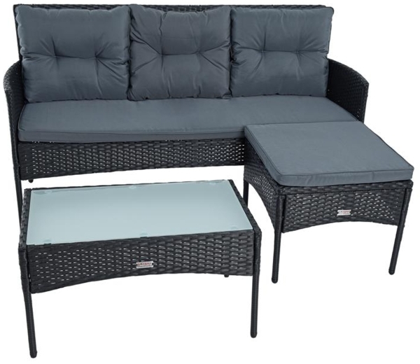 Polyrattan Sitzgruppe Lounge Set Gartenset Rattan Gartenmöbel 3-Sitzer Bank