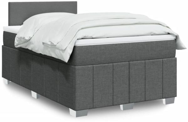 vidaXL Boxspringbett mit Matratze Dunkelgrau 120x200 cm Stoff 3289329