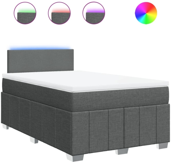 vidaXL Boxspringbett mit Matratze Dunkelgrau 120x200 cm Stoff 3289329