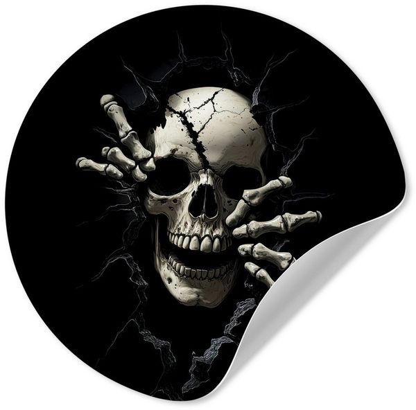 MuchoWow Wandsticker Totenkopf - Schwarz - Totenkopf - Gruselig (1 St), Wandtattoo Selbstklebend, Wohnzimmer Deko Aufkleber, 30x30 cm