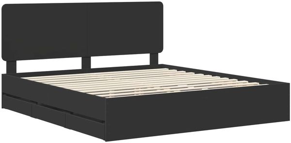 vidaXL Bettrahmen mit Schubladen Schwarz 180 x 200 cm Ingenieurs Holz 3412568 Bild 4