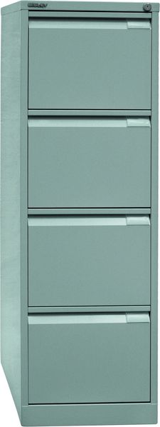 BISLEY Hängeregistraturschrank mit Schloss aus Metall in silber, 4 Schubladen, einbahnig - Hängeregisterschrank abschließbar, Hängeregistratur für Hängemappen & Hängeordner, 3643-355