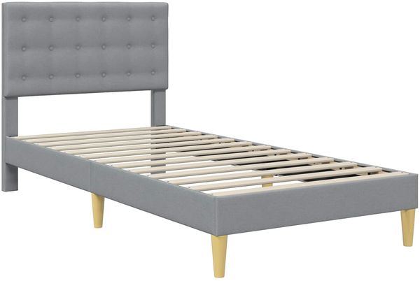 vidaXL Bettrahmen mit Kopfteil Hellgrau 90 x 200 cm Stoff 42027767 Bild 3