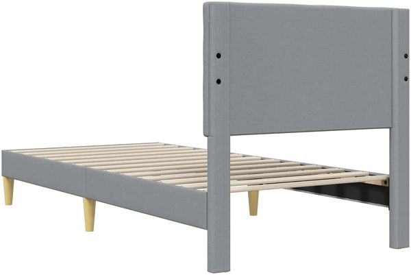 vidaXL Bettrahmen mit Kopfteil Hellgrau 90 x 200 cm Stoff 42027767 Bild 6