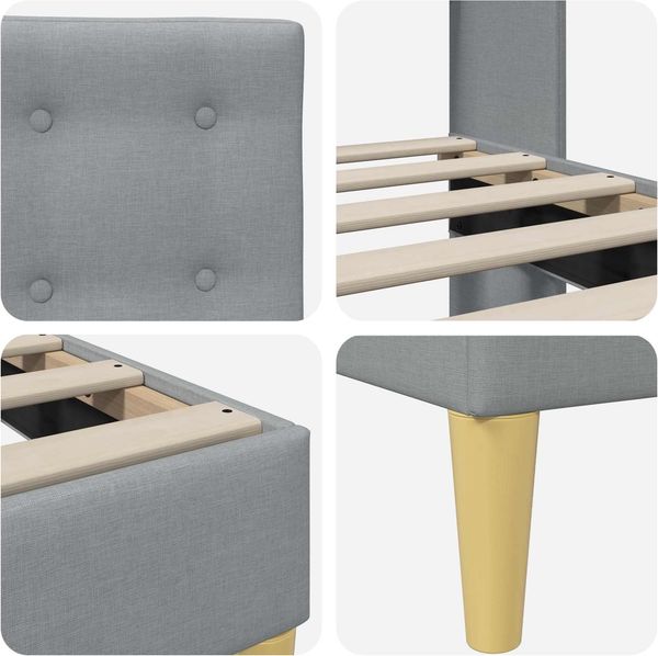 vidaXL Bettrahmen mit Kopfteil Hellgrau 90 x 200 cm Stoff 42027767 Bild 7