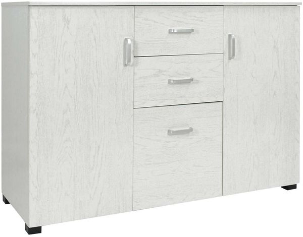Dmora Kommode Apocalypse, Wohnzimmer-Buffet, Wohnzimmer-Sideboard, modernes Sideboard mit 3 Türen und 2 Schubladen, 120x40h83 cm, Grau