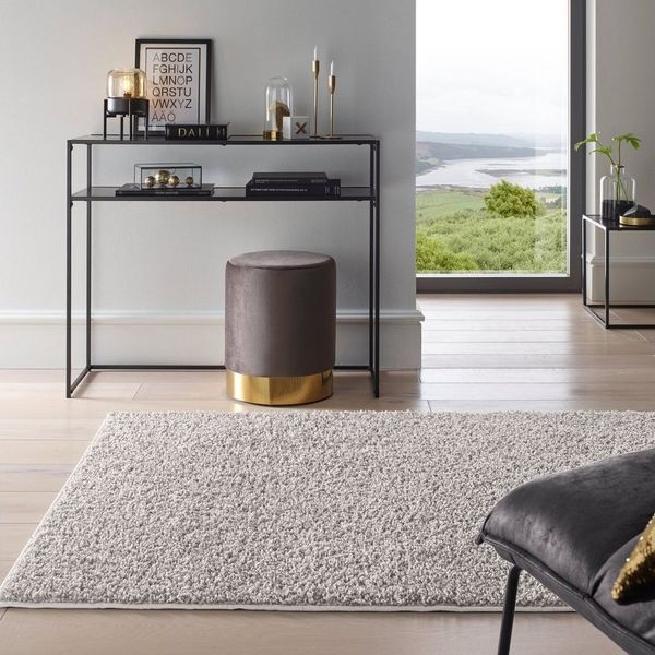 TaCa Home Langflor-Teppich Waschbarer Langflor-Teppich Rutschfest, rund, Höhe: 30 mm, Badematte Wohnzimmer Badezimmer Küche Flur, Grau - 120 cm rund