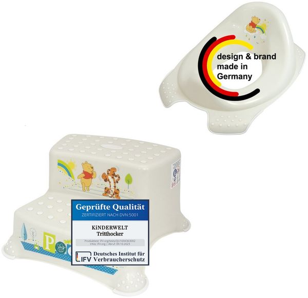 KiNDERWELT Tritthocker 2er Z Winnie Puuh perlweiß WC- Aufsatz + Hocker (2er Set)