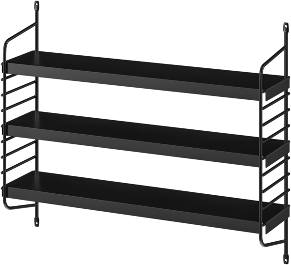 skølm 'Mimir' Wandregal, mit 3 höhenverstellbaren Regalböden, Metall, 50x60x15 cm, schwarz