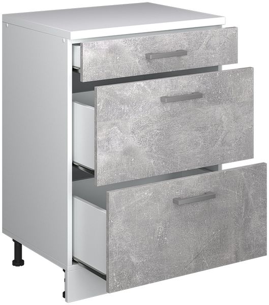 Erweiterungskommode Rion Beton/Weiß 60 x 46 cm ohne Schräge mit 3 Schubladen Vicco Bild 4