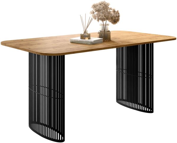 Esszimmertisch Abeior (Farbe: Schwarz / Eiche Craft Gold)