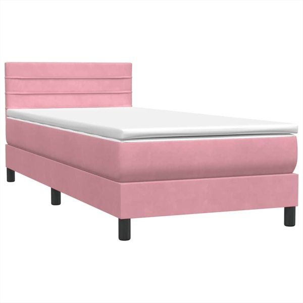 vidaXL Boxspringbett mit Matratze Rosa 100x210 cm Samt 3316970 Bild 4