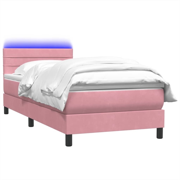 vidaXL Boxspringbett mit Matratze Rosa 100x210 cm Samt 3316970 Bild 2