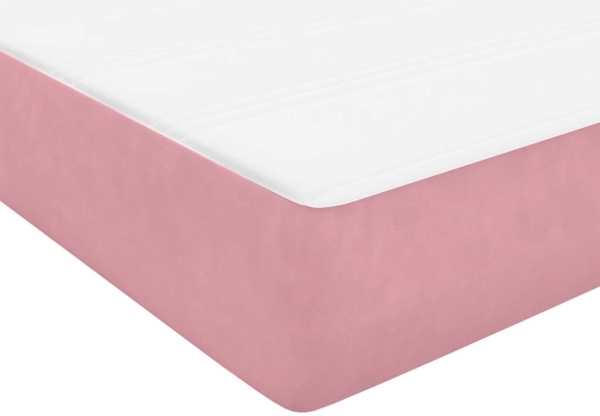 vidaXL Boxspringbett mit Matratze Rosa 100x210 cm Samt 3316970 Bild 9