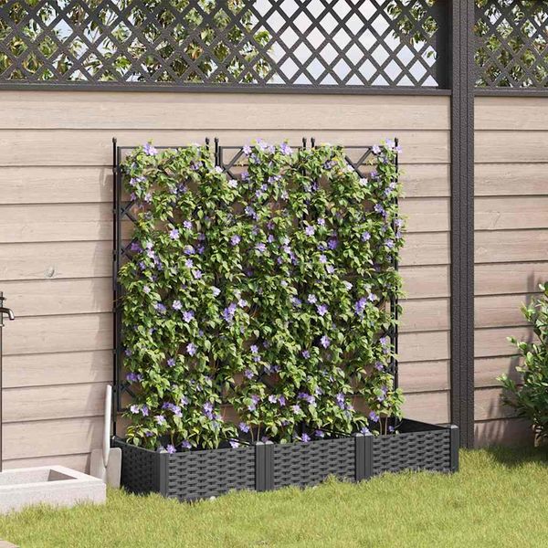 vidaXL Garten-Pflanzgefäß 3 Stk. Schwarz 120 x 40 x 125,5 cm PP 42002839