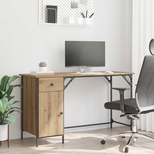 vidaXL Computertisch Artisan-Eiche 131 x 48 x 75 cm Holzwerkstoff 882833