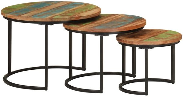 vidaXL Satztische 3 Stk. Recyceltes Massivholz 353902
