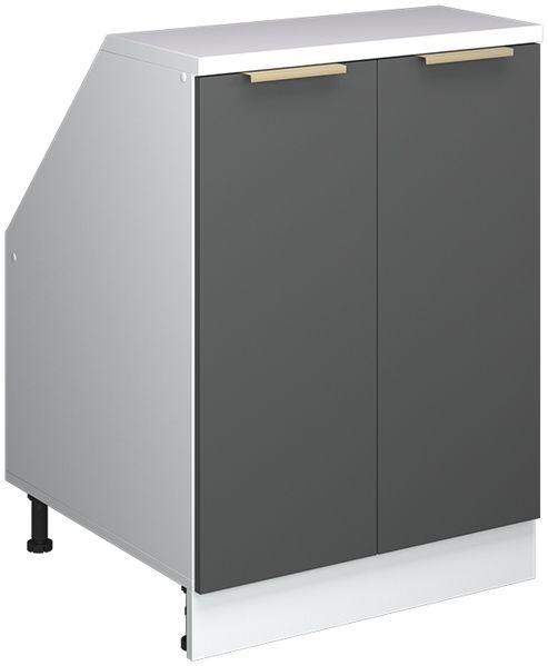 Küchenschrank für Dachschrägen R-Line Anthrazit-Gold 60 cm mit 2 Türen, Schrankkorpus 60 cm Tiefe Vicco