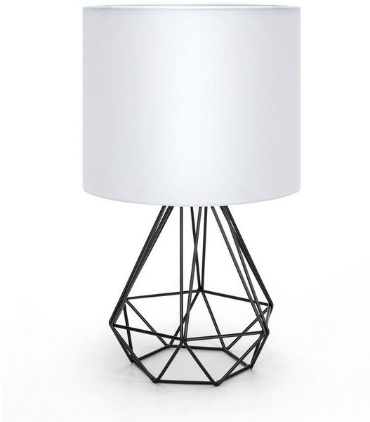 Aigostar Schreibtischlampe Tischlampe mit Weißem Stoff-Schirm und Metallfuß,Sockel E14
