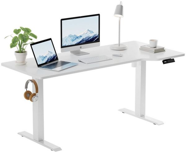 HOMALL Schreibtisch Schreibtisch Höhenverstellbarer mit Gedächtnis und Sitzerinnerung (2-lagige Höhenverstellung mit sitzender Erinnerungsfunktion und USB-Ladeanschluss)