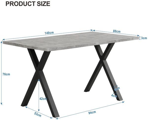 KLAM HOME Esstisch Moderner Esstisch Mit Kreuzbein Design In Eiche Und Schwarz (140x80cm Rechteckiger Tisch Aus Schmiedeeisen Und MDF), Vielseitiger Ess- Und Couchtisch Mit Hoher Tragkraft Bild 3