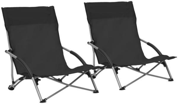 vidaXL Klappbare Strandstühle 2 Stk. Schwarz Stoff 312489